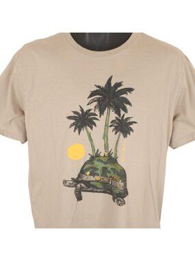 Camo Turtle T Shirt Mens Size Large Beige Hurley Surfer Born To Chill Camouflage